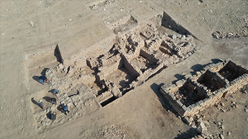 Archaeologists have uncovered a substantial public building dating to the Iron Age in the sacred site of Sogmatar. Credit: AA