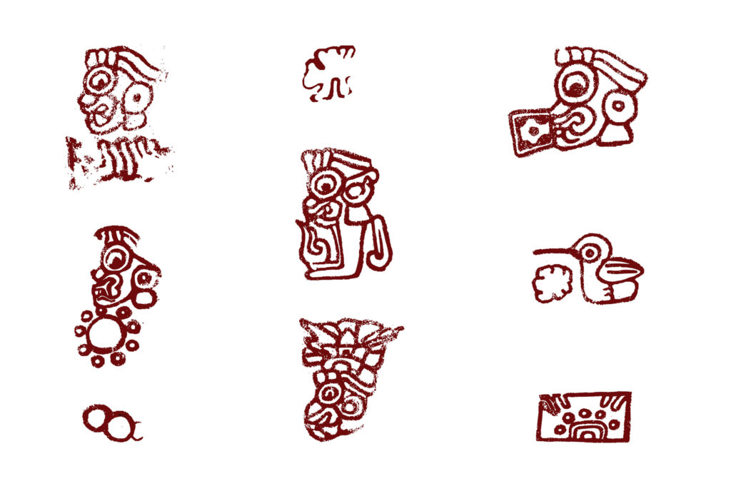 Examples of logograms that make up the Teotihuacan written language. Photo: Christophe Helmke, University of Copenhagen