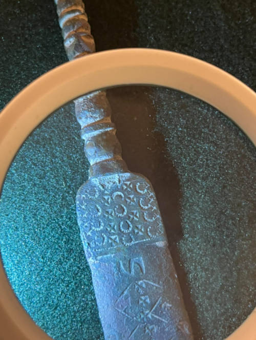Detailed imaging showing the intricate celestial patterns on the Hallstatt dagger. Credit: Museum of the History of Kamień Land (Muzeum Historii Ziemi Kamieńskiej)