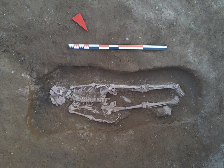 One grave belonged to an adult male thought to be a hunter, laid to rest with bronze harpoon points. Credit: AA