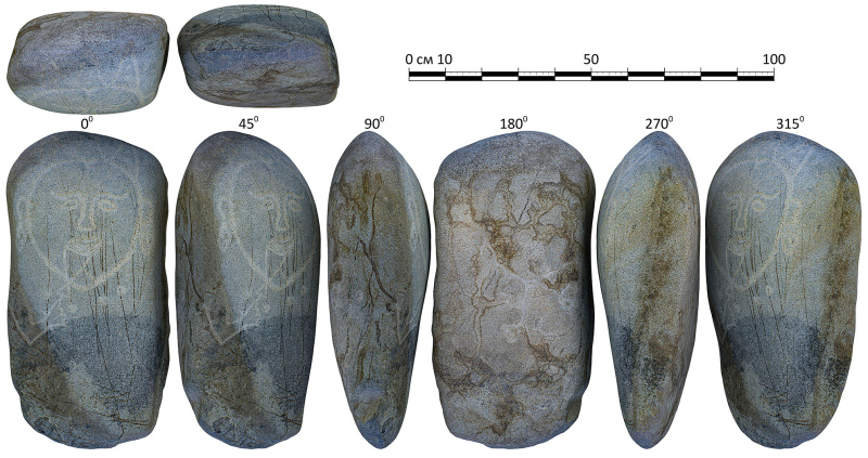 The image, carved into a large boulder not native to the site, portrays a woman wearing a distinctive three-horned headdress — a feature characteristic of early Turkic iconography. Credit: Greater Altai Research and Educational Center for Altaic and Turkic Studies