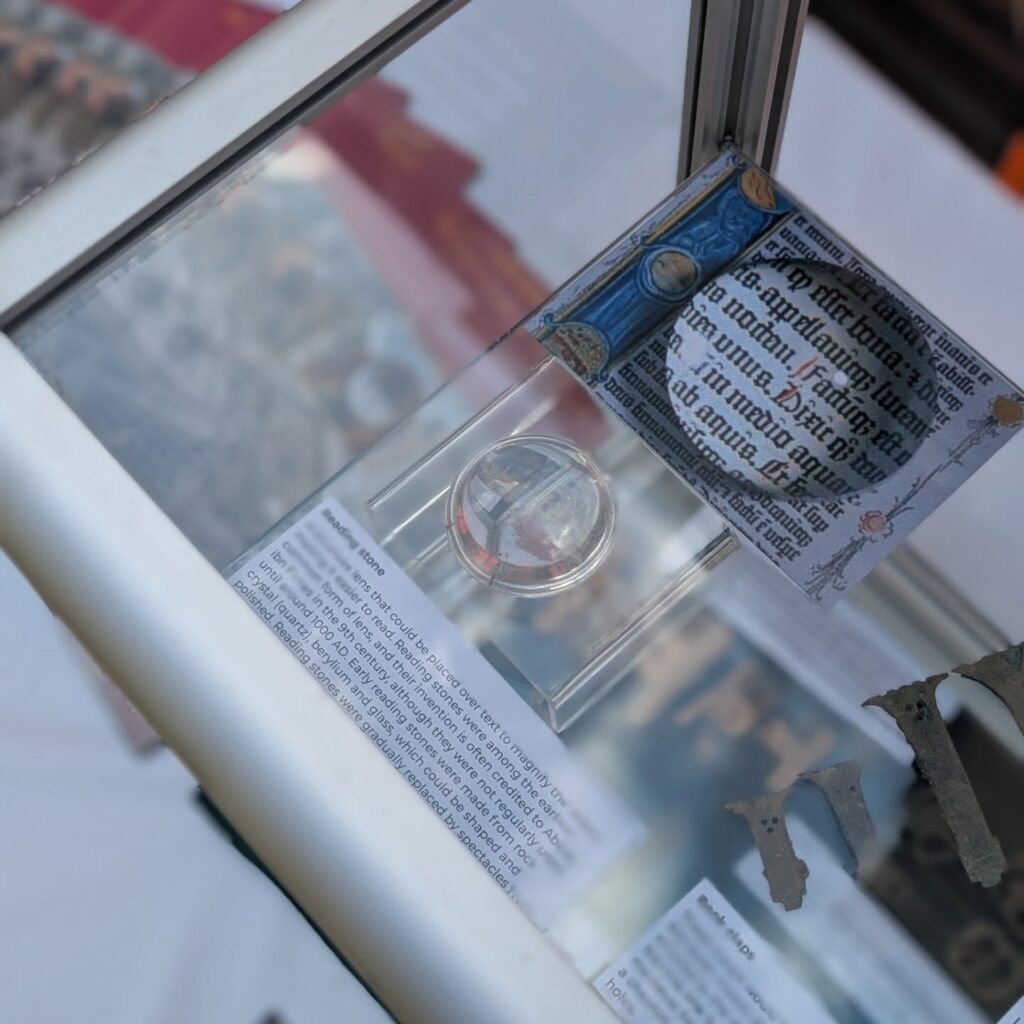 Made of rock crystal or glass, the medieval reading stone discovered at Oxford’s Hertford College was once used to magnify words in handwritten manuscripts. Credit: Hertford College via Facebook