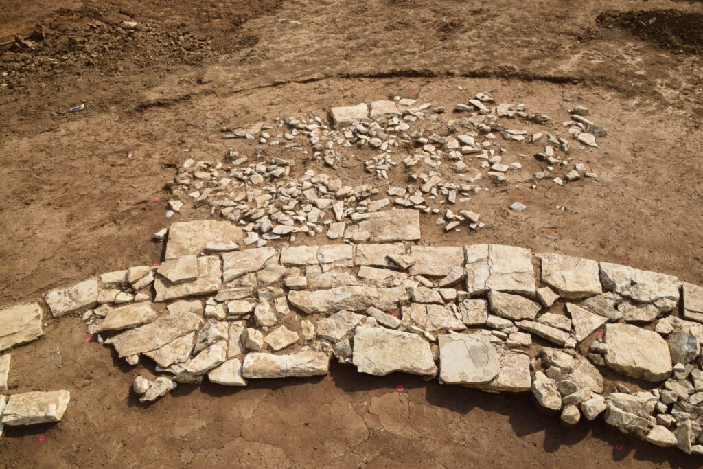 Archaeologists also uncovered a square annex measuring two by two meters. A square annex was likely serving as the base for a Roman stele or statue. Credit: Archäologiebüro Dr. Woidich GmbH