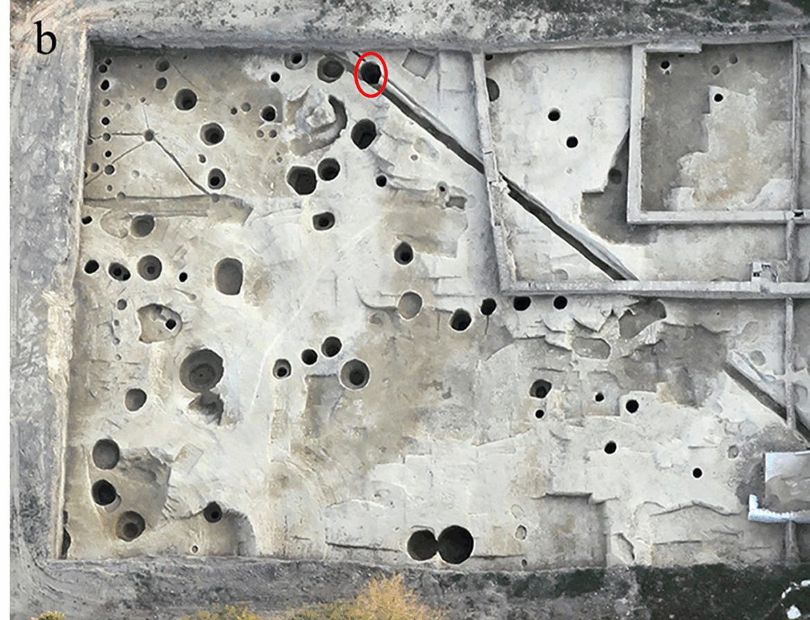 The exact location of the well SU 233/234 during the excavation (in red circle). Credit: PLoS One (2025)