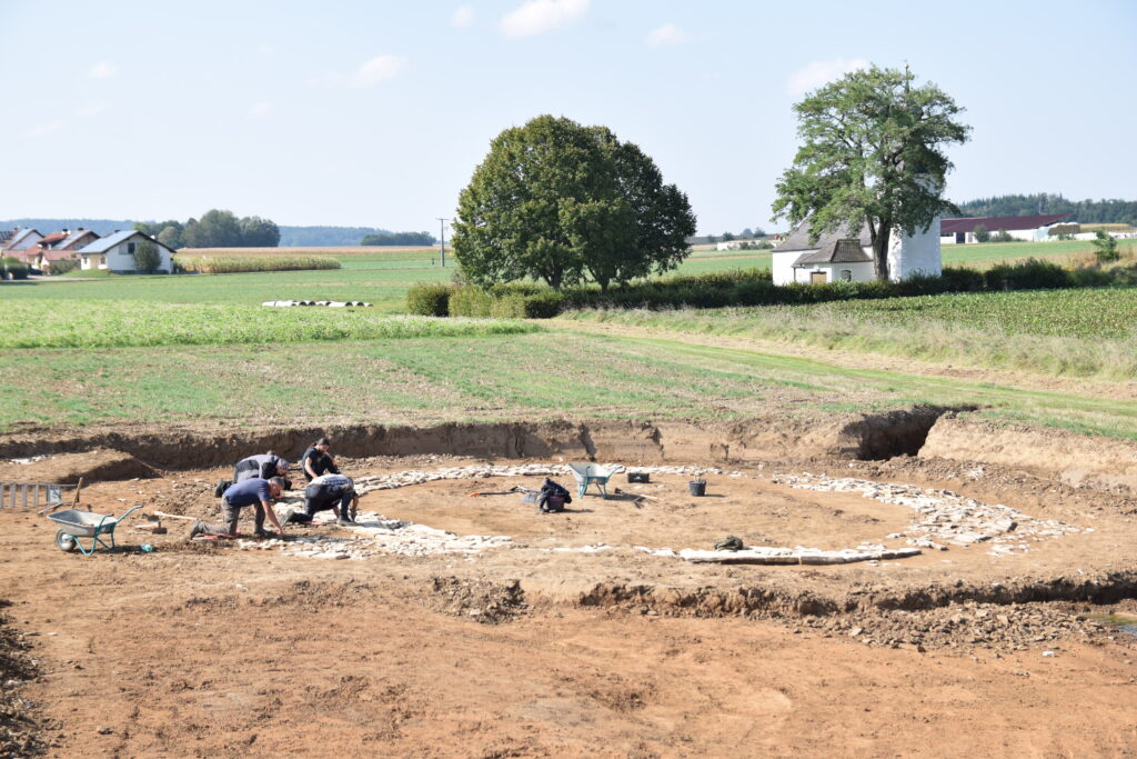 The stone circle was uncovered in the northeast of the village of Wolkertshofen. Credit: Archäologiebüro Dr. Woidich GmbH