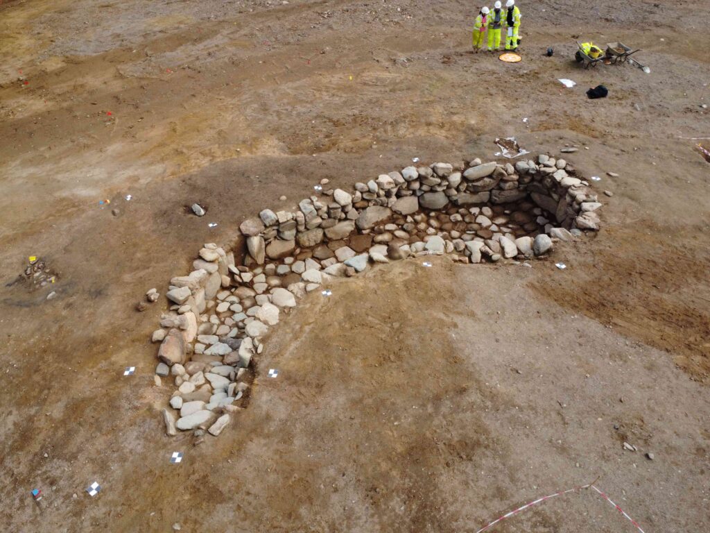 Aerial view of the excavated souterrain at Broxy Kennels Fort. Credit: GUARD Archaeology Ltd