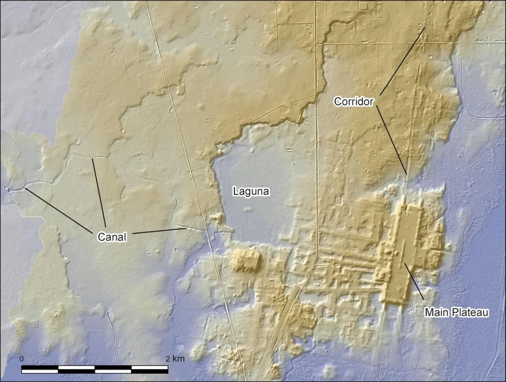 Inomata and his colleagues first found clues of Aguada Fénix in 2017 using lidar, or light detection and ranging, which uses lasers from an airplane flown overhead to scan through jungle and forest to create 3D maps of human-made structures. Credit: Takeshi Inomata/School of Anthropology