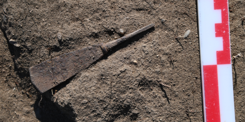 An object uncovered at the Semiyarka site. Credit: Peter J Brown