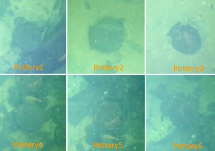 Pottery vessels observed on the lake floor using NMRI AUV technology, as reported in Latest Development Information on NMRI AUVs (2021).