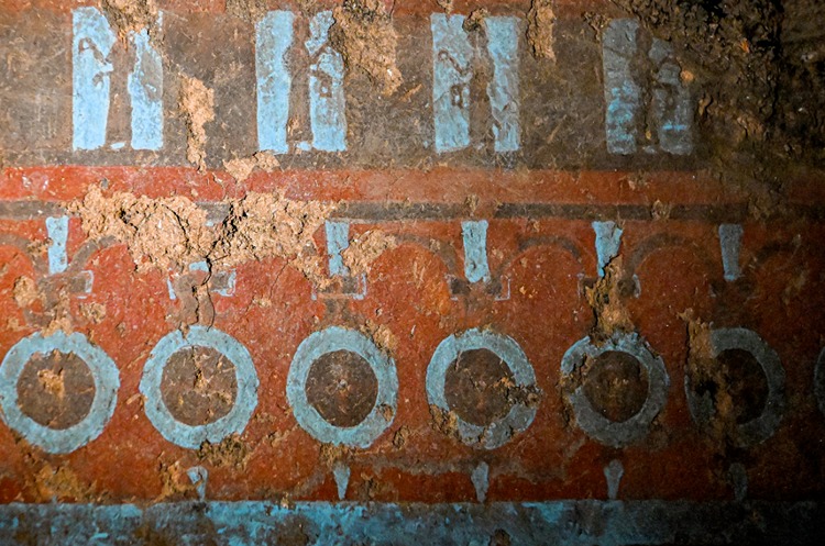 The painted figures may represent Urartian deities, processions, or mythological scenes tied to royal or religious rituals. Credit: AA