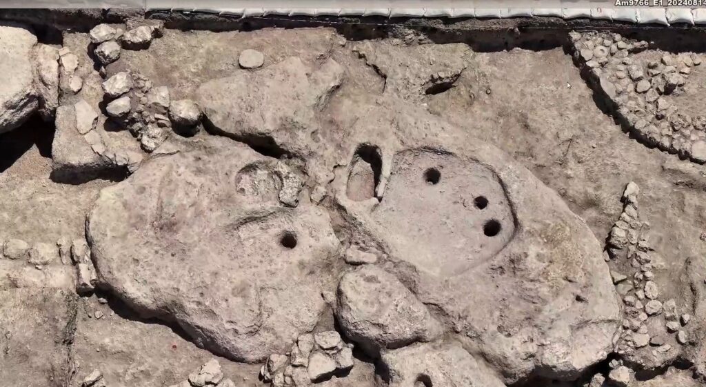 One of the oldest winemaking presses in the world, discovered in an excavation. Credit: Yakov Shmidov, Israel Antiquities Authority