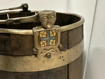 The bucket was placed in the grave when two influential women were buried in 834. A thousand years later, when the Oseberg ship was excavated, almost everything had collapsed — except the remarkably preserved bucket. Credit: Aksel Kjær Vidnes