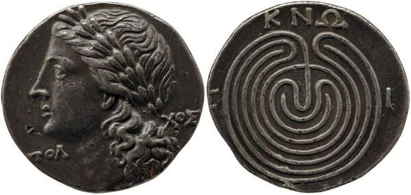 Ancient Knossos (Crete) Tetradrachm Coin, Standard Circulation, 110–67 BC, Attic Drachm (4) Credit: Trustees of the British Museum