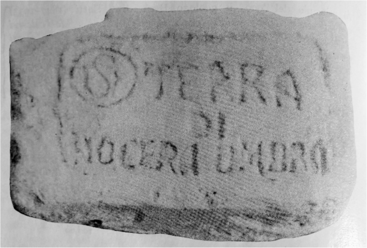 A mid-20th century stamped soap bar labelled “Terra di Nocera Umbra” from Sigismondi (1979). Credit: Gliozzo, E., Fantozzi, P. L., Frapiccini, N., et al. (2026)