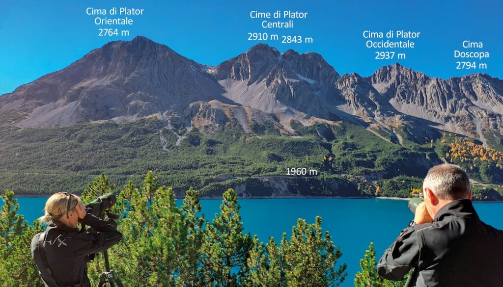 The Plator-Doscopa range above the Cancano lakes, home to previously unseen dinosaur footprints along seven ridges spanning nearly five kilometers. Credit: Cristiano Dal Sasso, PaleoStelvio