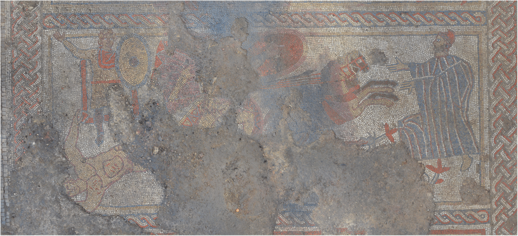 The dragging of Hector (Panel 2, middle). Credit:  ULAS - Masséglia et al., Troy Story, Britannia (2025)