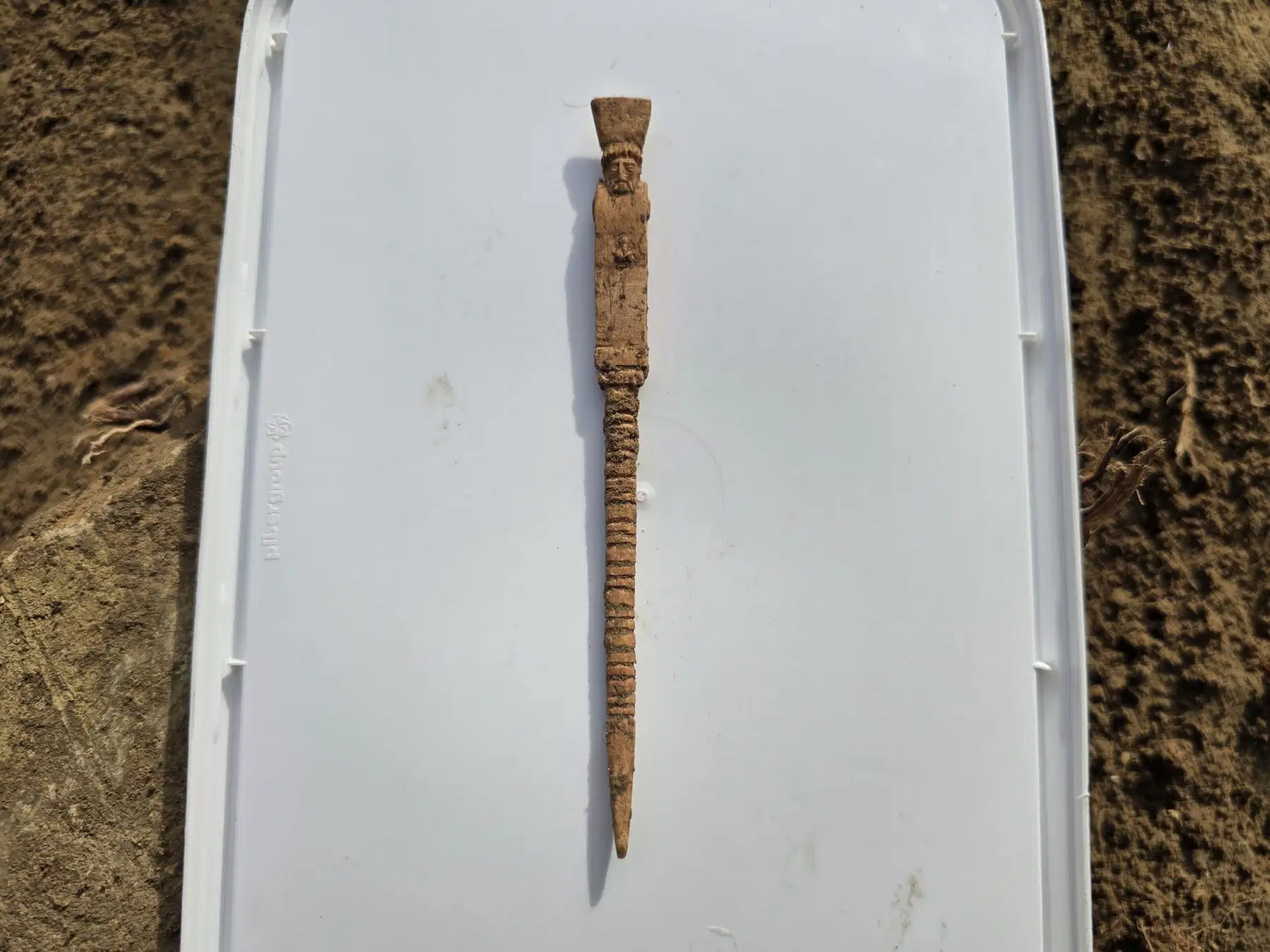 Dionysos with an erect phallus depicted on a 2,500-year-old bone stylus discovered in Gela, Sicily. Credit: Superintendency of Caltanissetta / Government of Sicily