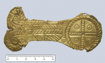 Gold ornament from Lakkithra. Credit: Greek Ministry of Culture, Ephorate of Antiquities of Kephallenia and Ithaki.