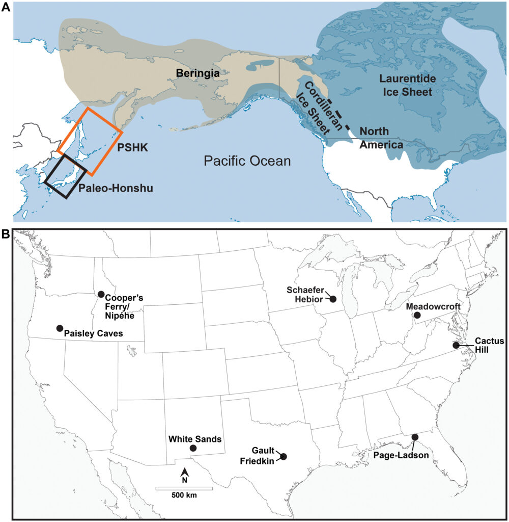 Map showing the locations of major physiographic regions discussed in the text (A). Map showing the location of AUP sites in North America discussed in the text (B). Credit: Madsen et al., 2025, Science Advances