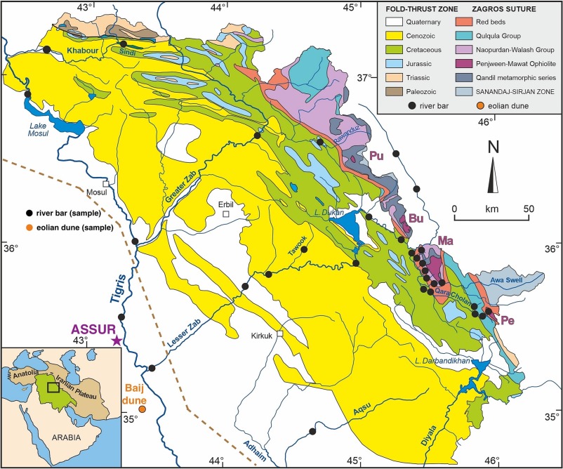 Microscopic image showing identified heavy minerals from sand in sample 36 from core C24, with all present transparent heavy mineral species labelled. Credit: Altaweel et al. (2026)