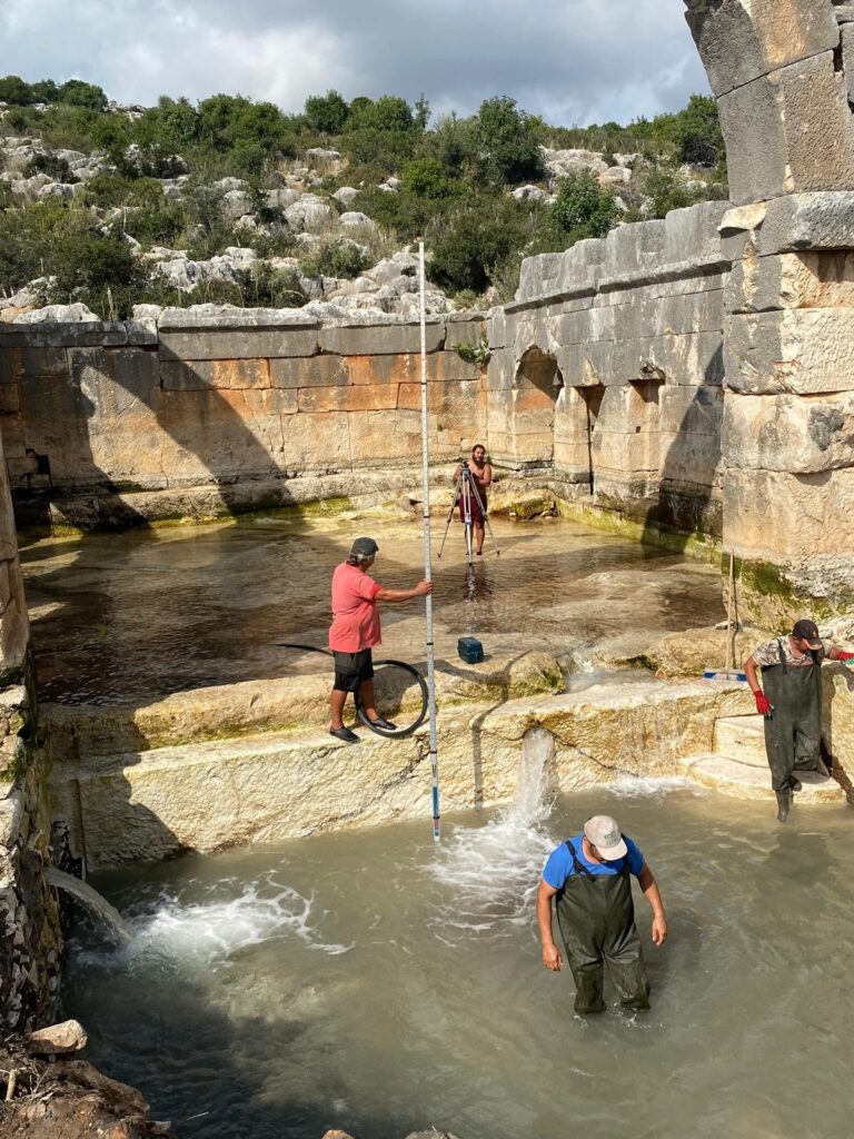 Despite the difficulties, archaeologists have successfully revealed two pools, one large and one small. Credit: İHA