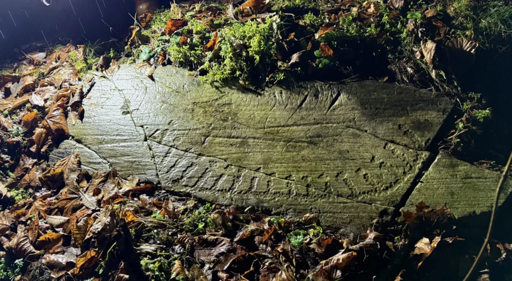 Bronze Age ship carving, approximately 3,000 years old, showing figures that may represent people or warriors wearing helmets. (Photo: Private)