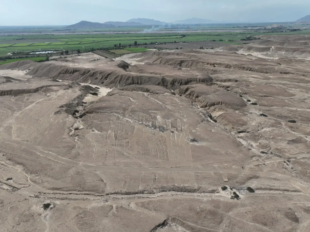 Peruvian archaeologists discovered a new geoglyph and a temple in the Chicama Valley, La Libertad, and also documented an extensive agricultural and ceremonial complex, all built by the Chimú society. Credit: Chicama Archaeological Program