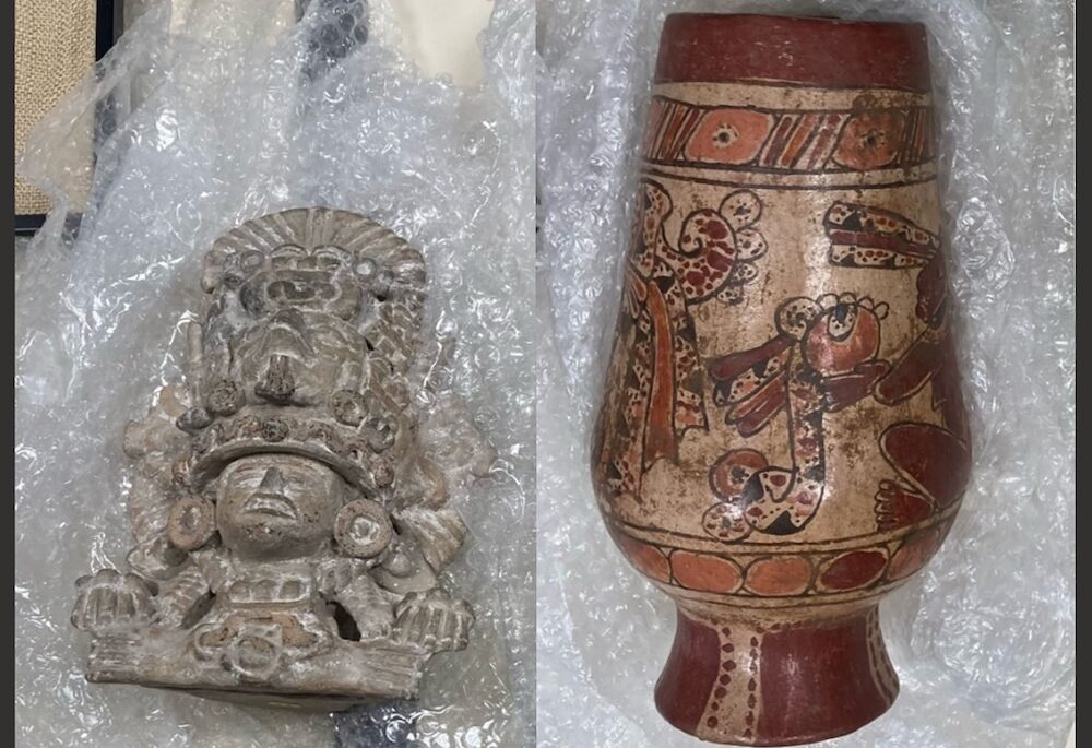 For the first time, Portugal returns looted archaeological artifacts to Mexico. Credit: INAH.