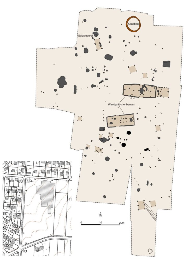 The preliminary excavation plan shows the Iron Age features primarily in the western area and the Roman Imperial–period houses in the east.
Credit: David Petö, Archäologie am Hellweg e.G.; Eva Cichy, LWL-AfW