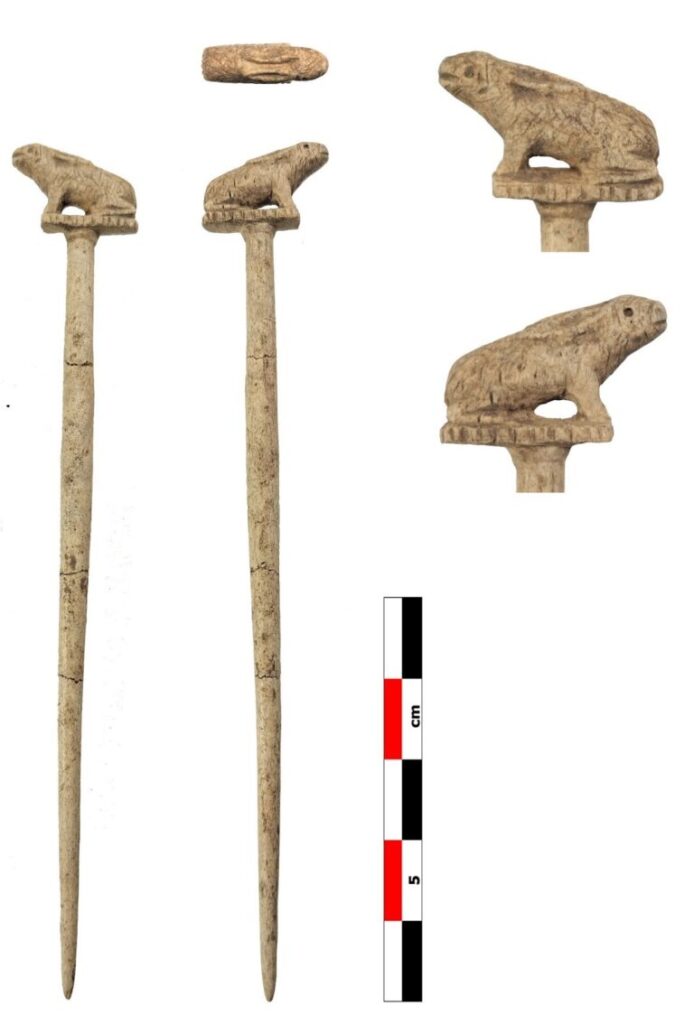 One of the bone pins discovered in the Phase 2 layers of Temple M3. Credit: Grégory Compagnon (2026), Le Fil d'ArAr