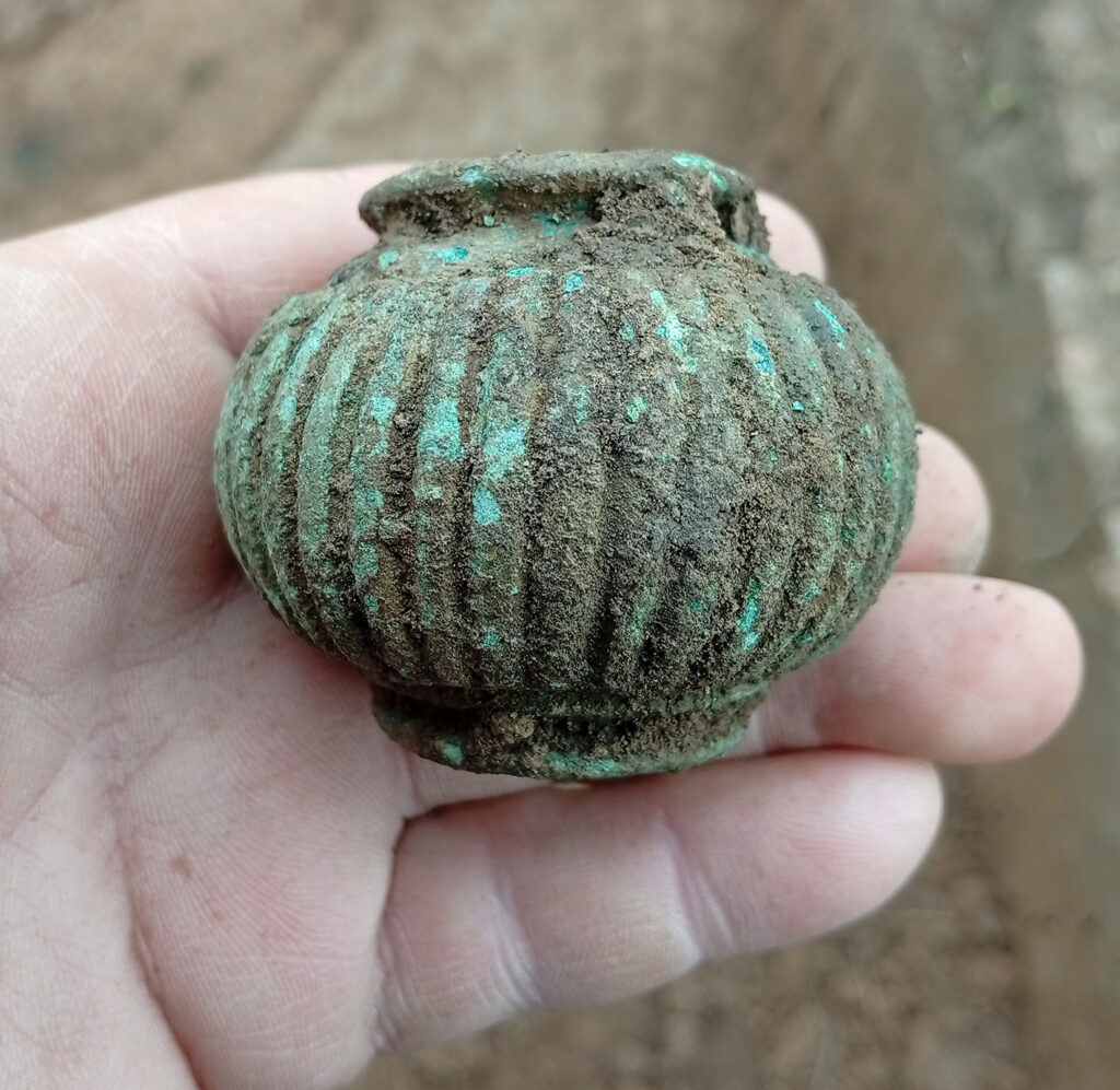 Bronze mace at the Khumyk-2 archaeological site. Credit:  Institute of Archaeology of the Russian Academy of Sciences (RAS)