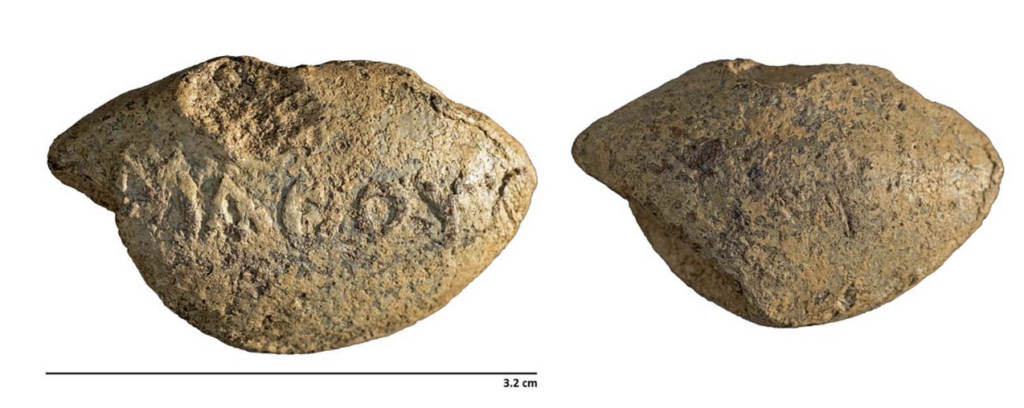 Front and back of the inscribed bullet. Credit: Dr. Michael Eisenberg - Eisenberg, M., 2026, Palestine Exploration Quarterly