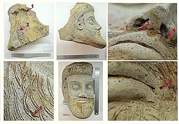 General view of the terracotta sculpture and sampling locations. Credit: Archaeology of the Russian Academy of Sciences