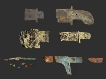 Meteorite iron artefacts unearthed in China. Credit: H. Li et al. 2026, Archaeological Research in Asia