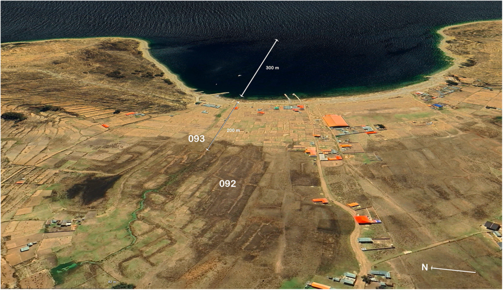Topographic position of Ch’uxuqullu and site 092 relative to marshlands. Credit: Stanish C, (2026), Latin American Antiquity