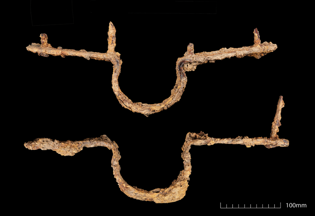 Examples of the U-shaped iron brackets (photograph by Alexander Jansen, Durham University).Credit: Adams S, 2026, Antiquity
