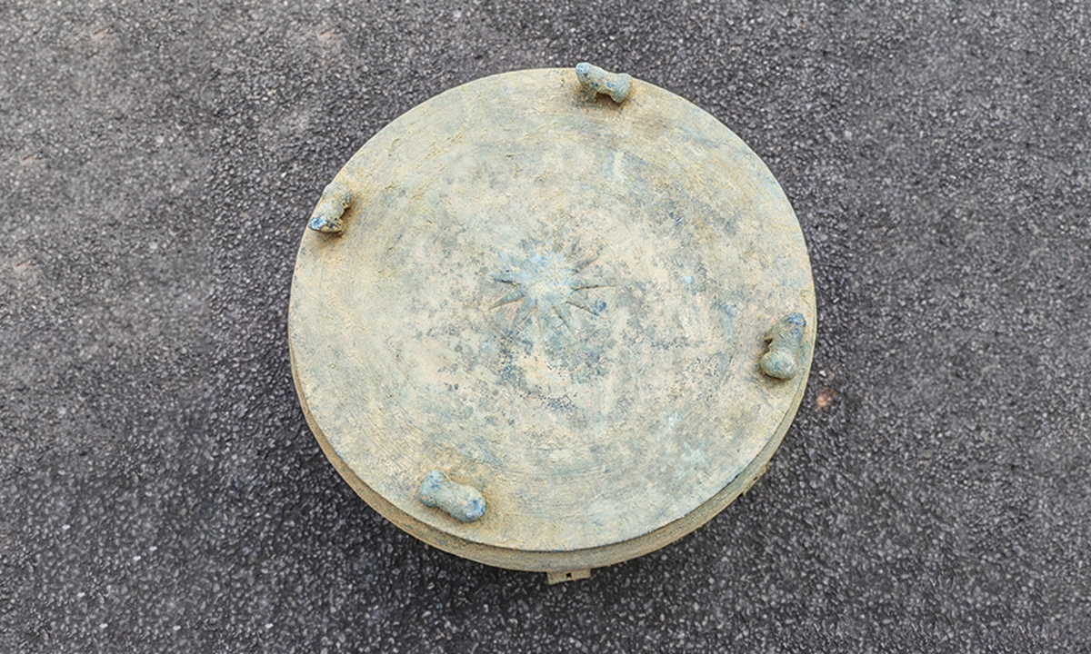 The drum unearthed in Weixin county, Southwest China's Yunnan Province. Credit: Weixin County Cultural Relics Management Department