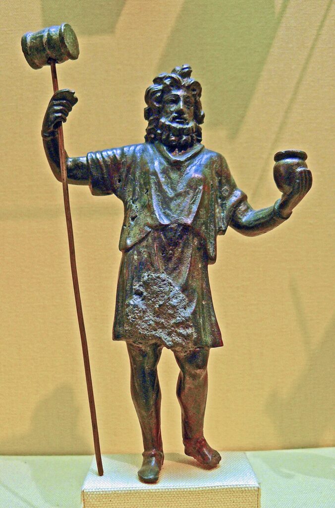 The Celtic god Sucellus with his characteristic hammer and olla. Musee d'Archéologie National. Credit: Public Domain