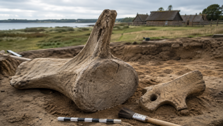 Credit: AI-generated illustration created by the author for visual representation of the Iron Age baleen whale bone findings in Scania