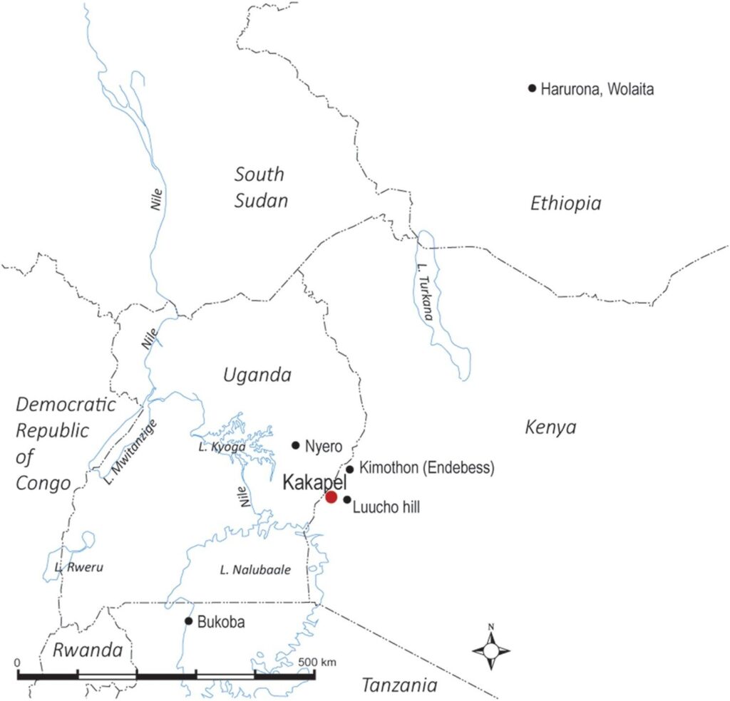 Map showing location of Kakapel in relation to other sites. Credit: Namono et al. 2026