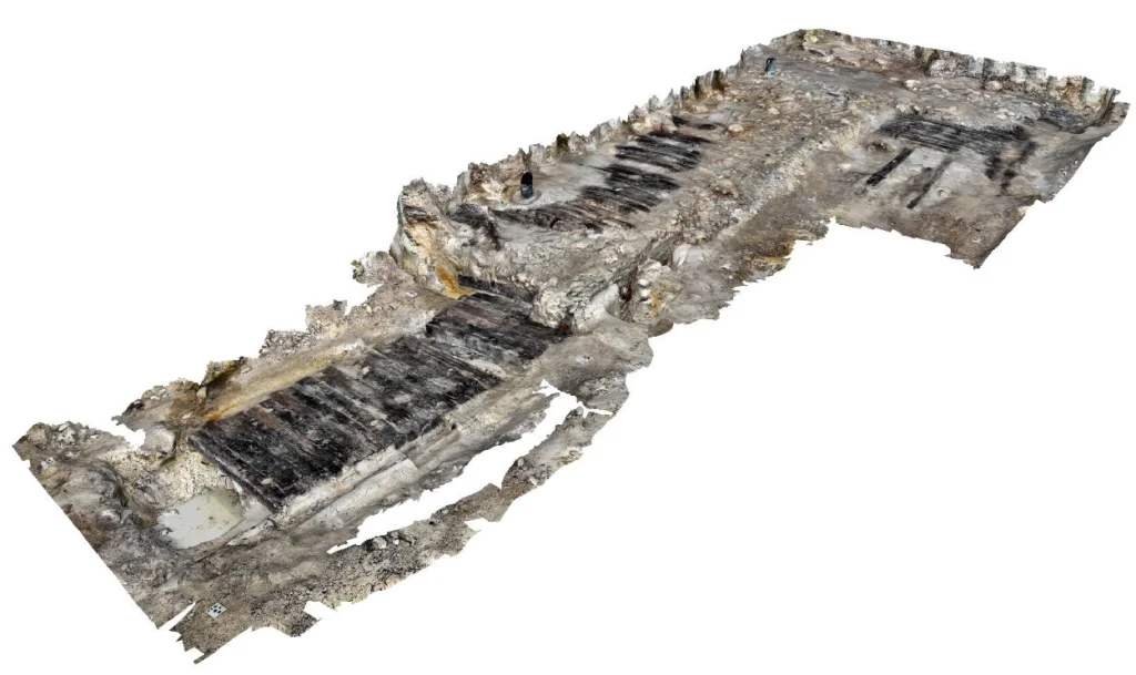 
3D model showing the full extent of the Iron Age structure discovered in Aschaffenburg. Credit:  Bayerisches Landesamt für Denkmalpflege (BLfD)