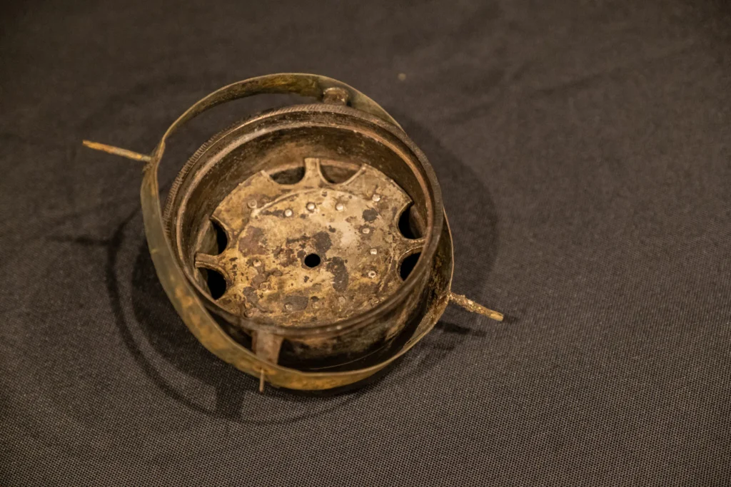 Compass found on the wreck of the Lootsi cog. Credit: Estonian Maritime Museum (Eesti Meremuuseum)