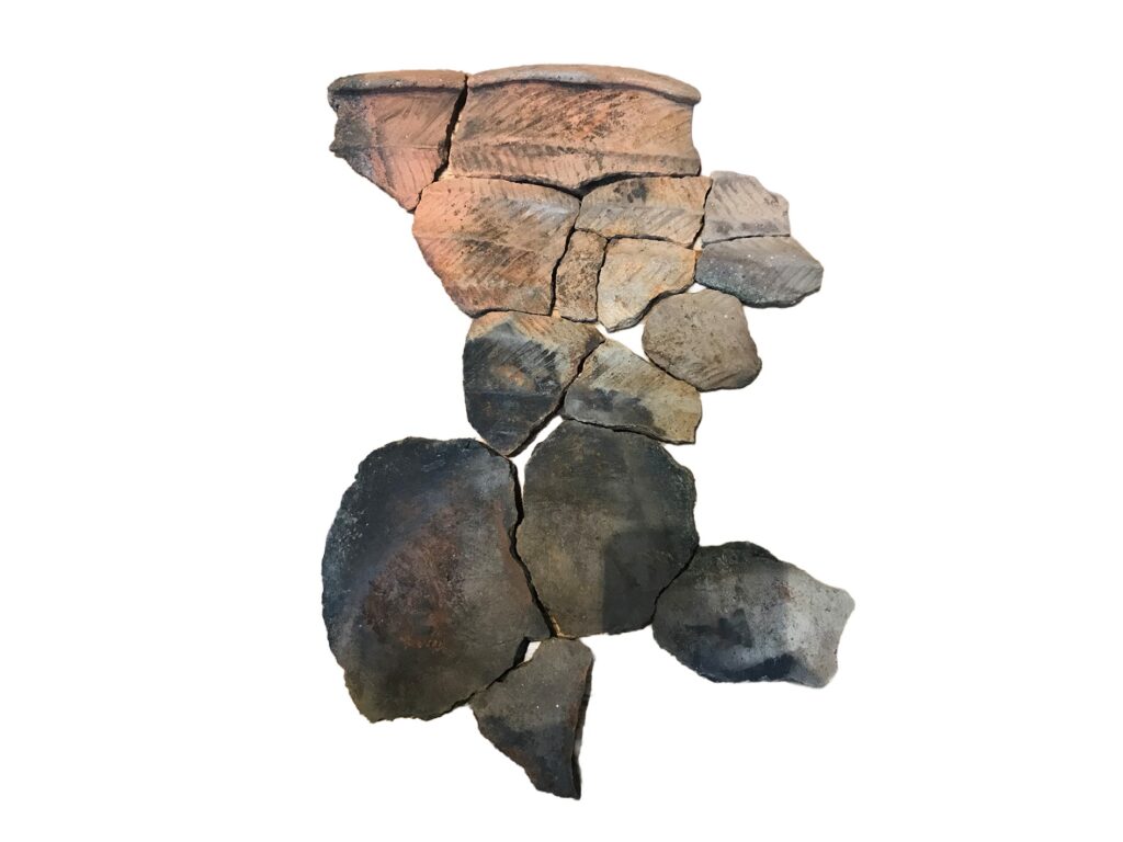 Fragments of a Neolithic pot found near the crannog. Credit: University of Southampton