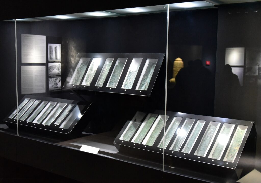 Strips of the Copper Dead Sea Scroll at the Jordan Museum, from Qumran Cave 3, 1st century CE Credit: Osama Shukir Muhammed Amin- Public Domain
