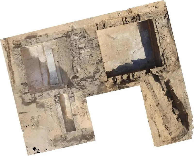 Early Dynastic tomb structures uncovered at Jabal al-Tayr in Minya, Egypt, where archaeologists found evidence of funerary architecture that may reflect early engineering ideas later developed in pyramid construction. Credit: Courtesy of Egypt’s Ministry of Tourism and Antiquities