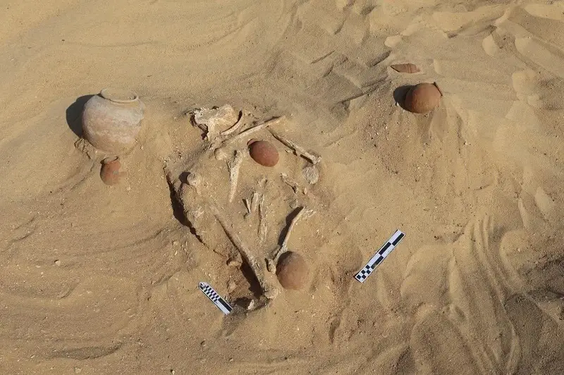 Objects recovered from the Jabal al-Tayr necropolis in Minya, Egypt, where archaeologists documented burials dating from the Predynastic period to the Late Period. Credit: Courtesy of Egypt’s Ministry of Tourism and Antiquities