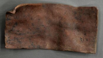 The Heerlen curse tablet bears an ancient Greek invocation of gods and demons written in an Egyptian-style magical formula. Credit: Elke Fuchs, Institute of Papyrology, Heidelberg University.