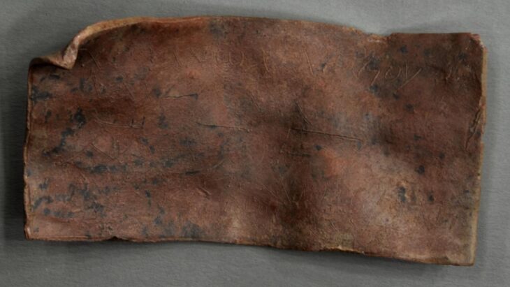 The Heerlen curse tablet bears an ancient Greek invocation of gods and demons written in an Egyptian-style magical formula. Credit: Elke Fuchs, Institute of Papyrology, Heidelberg University.