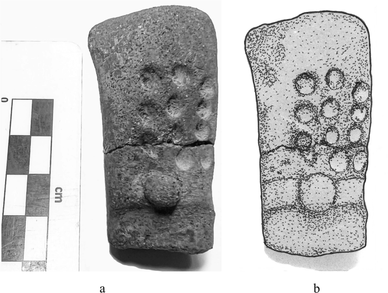 2,700-year-old La Blanca ceramic figurine from Guatemala with eleven impressed dots that may represent early Mesoamerican numeration. Credit: Julia Guernsey