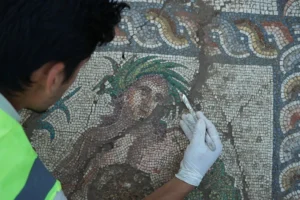 Rare 1,800-Year-Old River God Mosaic Discovered in Ancient Aspendos